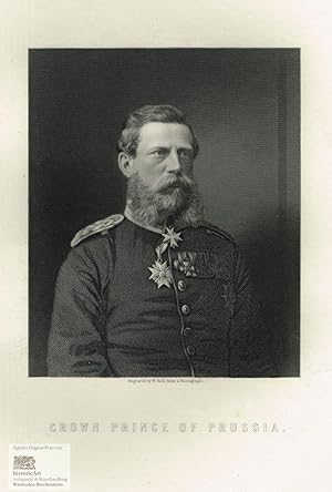 Image du vendeur pour Crown Prince of Prussia. Halbfigur mit Orden und Epauletten. Stahlstich von Holl um 1880 mis en vente par historicArt Antiquariat & Kunsthandlung