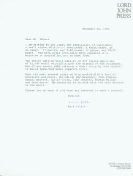 TLS Herb Yellin to [R.S.?] Thomas, November 16, 1982.