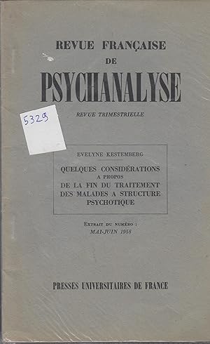 Seller image for Quelques considrations  propos de la fin du traitement des maladies  structure psychotique offprint for sale by PRISCA