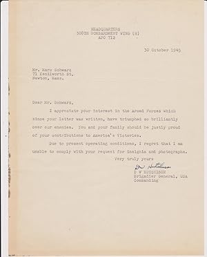 Typed Letter, signed, dated 30 October 1945
