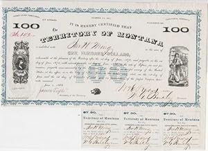 1868 TERRITORY OF MONTANA BOND AND COUPONS, SIGNED BY JAMES TUFTS, GOVERNOR OF MONTANA TERRITORY,...