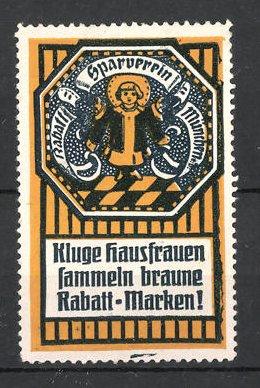 Seller image for Reklamemarke Sparverein Mnchen, kluge Hausfrauen sammeln braune Rabattmarken for sale by Bartko-Reher