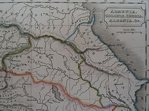 Imagen del vendedor de Armenia, Colchis, Iberia, Albania, &c. Grenzkolor. Kupferstichkarte von Hall bei Longman u.a. London, 1821. 18,5 x 24 cm. a la venta por Antiquariat Daniel Schramm e.K.