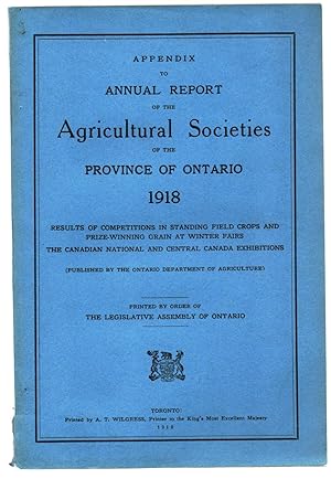 Appendix to Annual Report of the Agricultural Societies of the Province of Ontario 1918