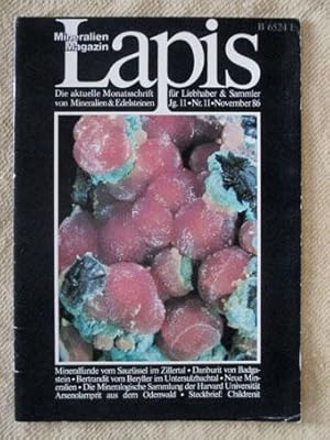 Bild des Verkufers fr Lapis. Mineralien-Magazin. 11. Jahrgang, November 1986. zum Verkauf von Verlag + Antiquariat Nikolai Lwenkamp