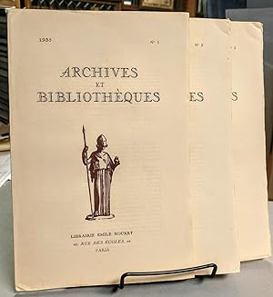 Archives et Bibliotheques. No. 1, No. 2 and No. 3. 1935
