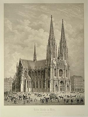 Bild des Verkufers fr Teilansicht, Votivkirche, "Votiv Kirche in Wien, Erbaut von Heinrich v. Ferstel 1856 - 1878". zum Verkauf von Antiquariat Clemens Paulusch GmbH