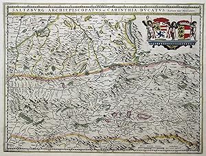 Kupferstich- Karte, n. Mercator bei Janssonius, "Saltzburg Archiepiscopatus, et Carinthia Ducatus...