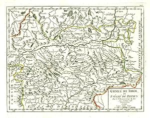 Kupferstich- Karte, bei Robert de Vaugondy, "Comté de Tirol et de Eveché de Brixen.".
