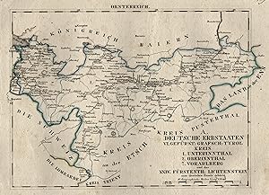 Lithografie- Karte, aus Schliebens Atlas von Europa, "A. Deutsche Erbstaaten. VI. Gefürst. Grafsc...