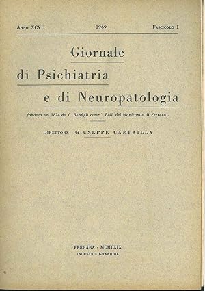 Giornale di psichiatria e di neuropatologia. Anno XCVII, 1969, annata completa
