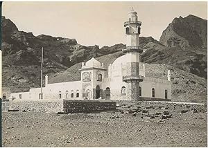 Fotografia originale di una moschea isolata di Zanzibar con timbro. Inizio '900