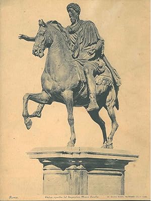 Fotografia di Ernesto Richter, stampata su cartoncino della statua equestre dell'imperatore Marco...