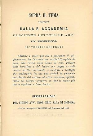 Sopra il tema proposto dalla R. Accademia di scienze lettere ed arti in Modena ne' termini seguen...