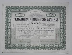 Tenabo Mining and Smelting Company. 100 Shares to William Bloom. Orig. Certificate, not dated. 23...