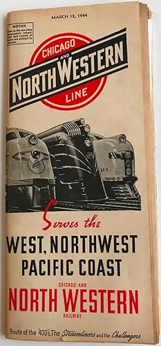 Chicago and North Western line time schedule for March 12, 1944