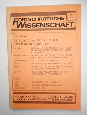 Imagen del vendedor de Fortschrittliche Wissenschaft 14, 1986 (1). Schwerpunkt: Methodendiskussion in den Sozialwissenschaften. a la venta por Der Buchfreund