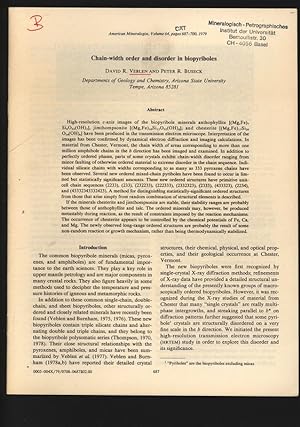 Imagen del vendedor de Chain-width order and disorder in biopyriboles. American Mineralogist, Volume 64, pages 687-700, 1979. a la venta por Antiquariat Bookfarm