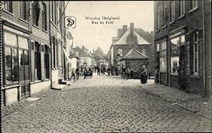 Ansichtskarte / Postkarte Wervik Westflandern, Rue du Pont, Straßenpartie