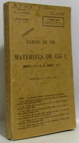 Tables de tir des matériels de 155 C modèle 1915 S et modèle 1917 (approuvées le 4 janvier 918)