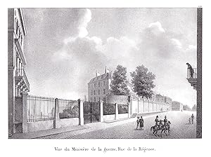 Bild des Verkufers fr Vue du Ministere de la guerre, Rue de la Regence" - Brssel Bruxelles Regency Street Lithographie Cloet Belgique Belgien zum Verkauf von Antiquariat Steffen Vlkel GmbH