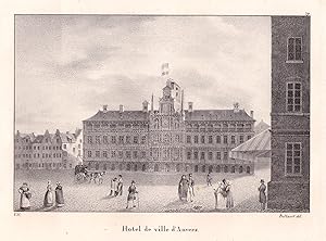 Bild des Verkufers fr Hotel de ville d'Anvers" - Rathaus mairie Antwerpen Anvers Flandern Lithographie Cloet Belgique Belgien zum Verkauf von Antiquariat Steffen Vlkel GmbH