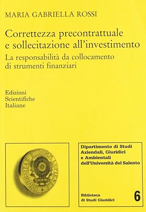 Seller image for Correttezza precontrattuale e sollecitazione all'investimento for sale by Libro Co. Italia Srl