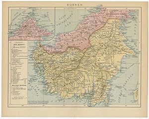 Antique Map of Borneo by Winkler Prins (1906)