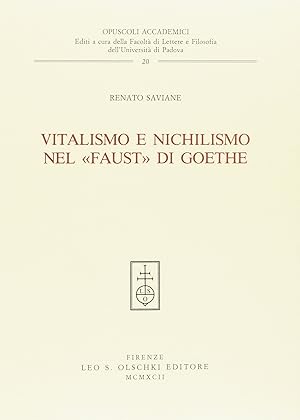 Seller image for Vitalismo e nichilismo nel Faust di Goethe for sale by Libro Co. Italia Srl