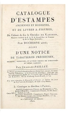 Catalogue d'Estampes anciennes et modernes, et de Livres à Figures du Cabinet de feu le Chevalier...