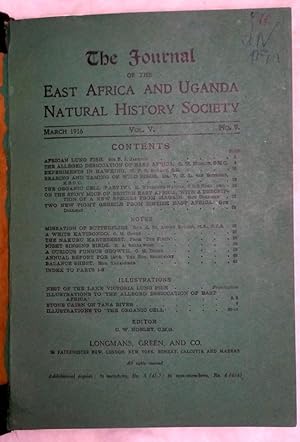 The Journal of the East Africa and Uganda Natural History Society, Vol. V., No. 9 and 10, and Vol...