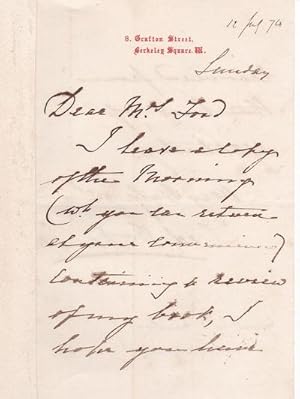 AUTOGRAPH LETTER SIGNED BY GENERAL SIR FREDERICK WILLIAM HAMILTON, COMMANDER OF THE BRIGADE OF GU...