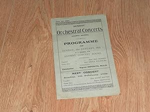 Sunday Orchestral Concerts (Fourthh Season) Programme for Sunday, 31st January 1909, at 4pm Antie...