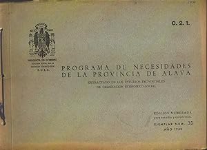 PROGRAMA DE NECESIDADES DE LA PROVINCIA DE ALAVA. Extractado de los estudios provinciales de orde...