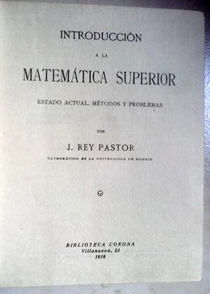 INTRODUCCION A LA MATEMATICA SUPERIOR