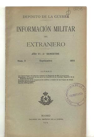 INFORMACIÓN MILITAR DEL EXTRANJERO. AÑO VI - 2º Semestre. Nº 3. Septiembre, 1914