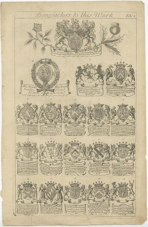 Antique Print with various Coat of Arms (Denmark)