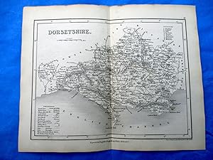 DORSETSHIRE 1845 Map Drawn and Engraved by J. Archer of Pentonville London for Dugdale's England ...