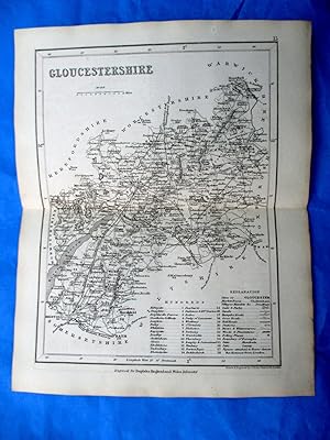 GLOUCESTERSHIRE. 1845 Map Drawn and Engraved by J. Archer of Pentonville London for Dugdale's Eng...
