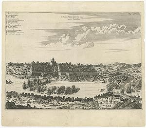 Antique Print of the City of Palembang (Sumatra) by J. Nieuhof (1682)