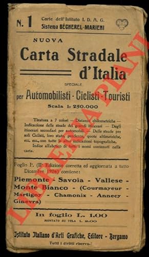 Piemonte, Savoia, Vallese, Monte Bianco (Courmayeur, Chamonix, Annecy). Nuova carta stradale spec...