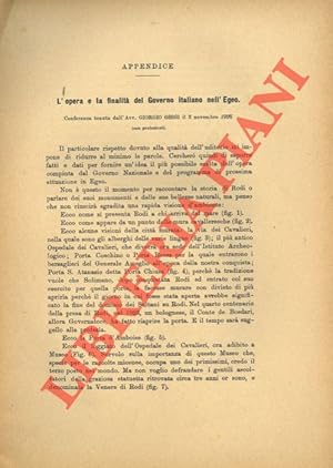 L'opera e la finalità del Governo italiano nell'Egeo.