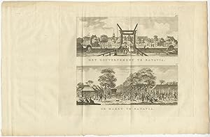 Antique Print with two Views of Batavia by M. de Sallieth (1779)