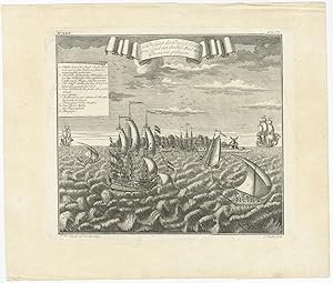 Antique Print of the Island of Edam (near Batavia) by J.W. Heijdt (1739)
