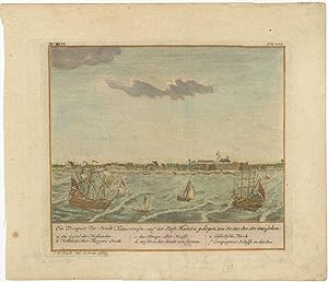 Antique Print of the City of Tuticorin and Madura by J.W. Heijdt (1740)