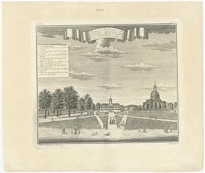 Antique Print with a view of the Batavia town hall by J.W. Heijdt (1738)