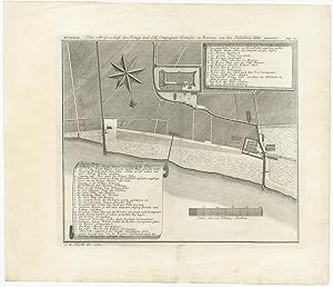 Antique Print of the Fortress in Bantam by J.W. Heijdt (1739)
