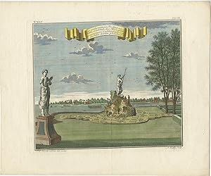 Antique Print of the Mansion 'Weltevreden' (Batavia) by J.W. Heijdt (1739)