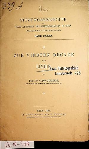 Zur vierten Decade des Livius : II (=Sitzungsberichte / Akademie der Wissenschaften in Wien, Phil...