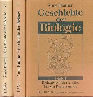 Imagen del vendedor de Geschichte der Biologie. 3 Bnde zus. Band 1: Biologie von der Antike bis zur Renaissance. Band 2: Zoologie der Renaissance -Renaissance der Zoologie. Band 3: 17. und 18. Jahrhundert. a la venta por Fundus-Online GbR Borkert Schwarz Zerfa